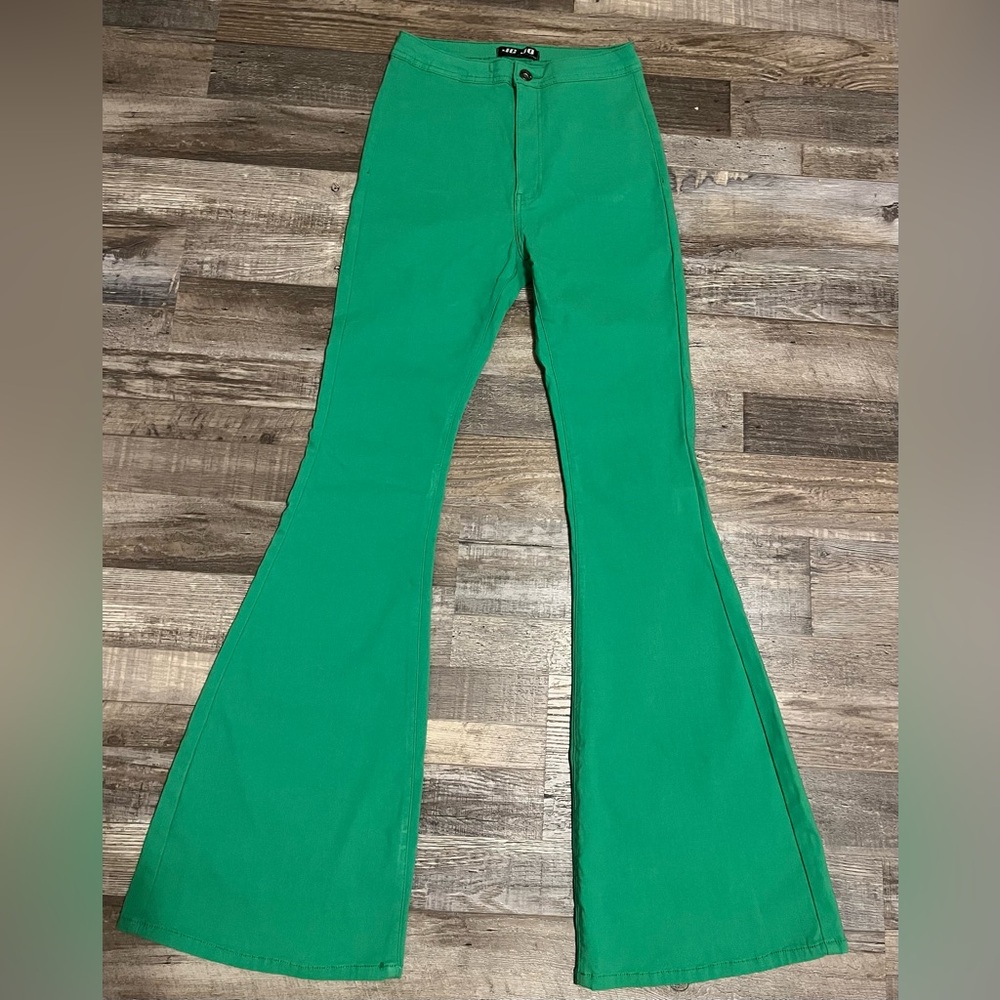 JC JQ Western boot cut bell bottom green jeans